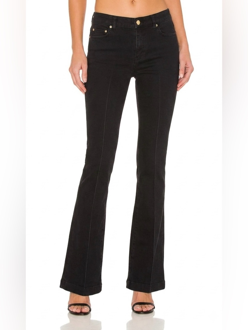 MICHAEL KORS Charcoal  Stretch Flare Creased Jeans Size 8 Classic Boho Grunge